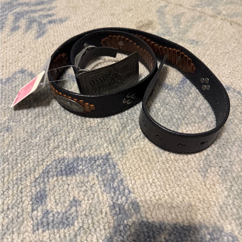 Free People Black and Brown Leather Belt new small